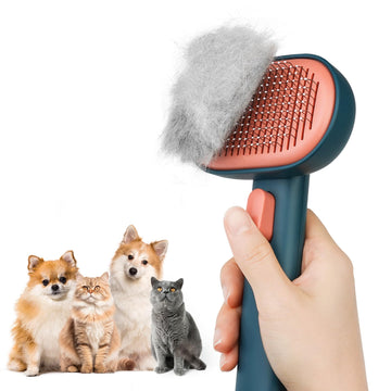 Cat Brush, Self Cleaning Cat Grooming Brush with Front Release Button