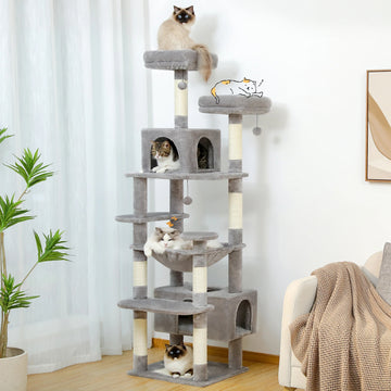 Luxury Cat Tree Tower for Indoor Cats – Multi-Level Condo with Hammock, Perches & Sisal Scratching Posts