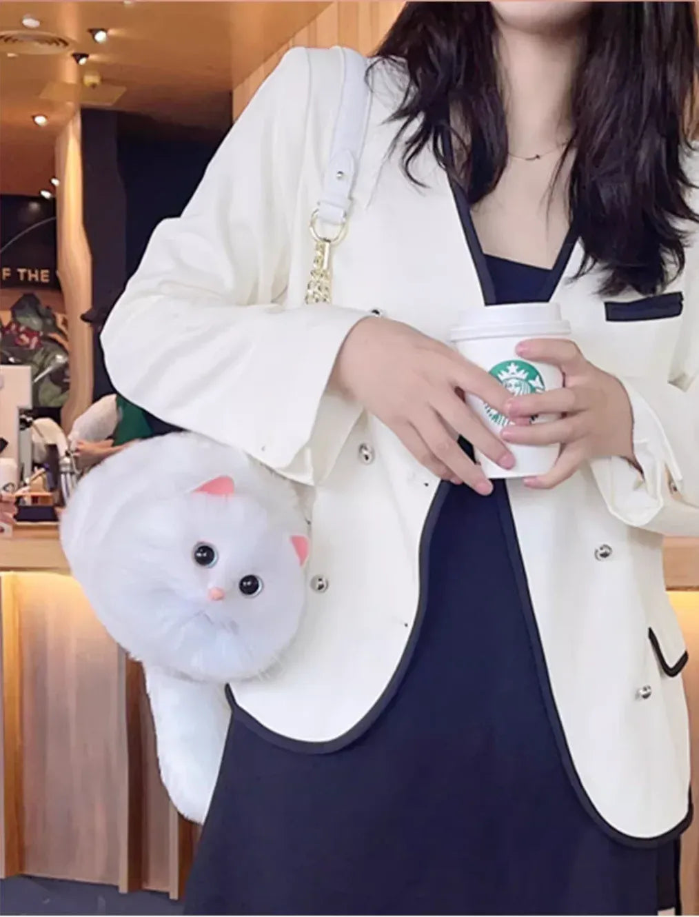 one shoulder cute cat bag 