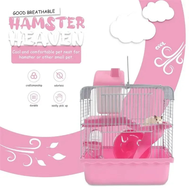 Double-Layer Hamster Cage – Durable Luxury Pet Villa