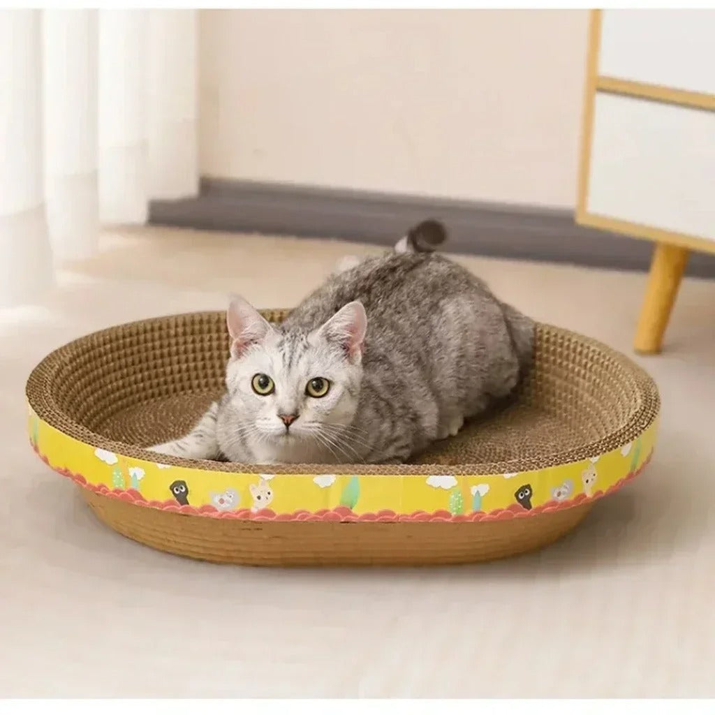 Oval Cat Scratching Board Cat Bed and toy