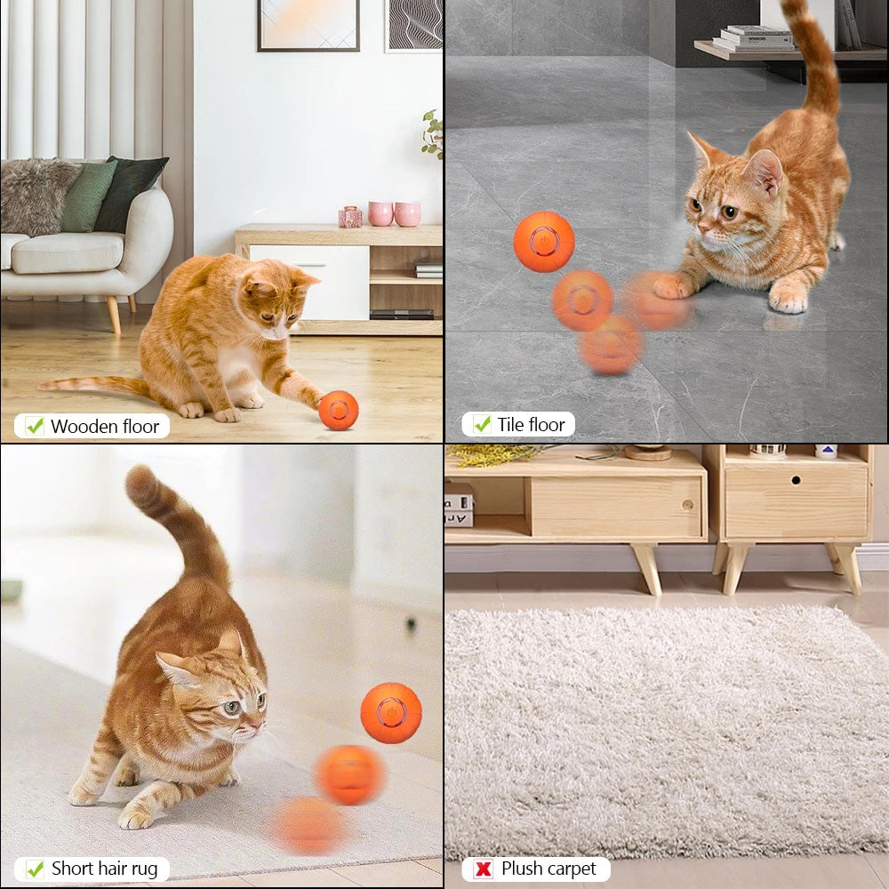 automatic rolling rechargeable boucing cat toy ball
